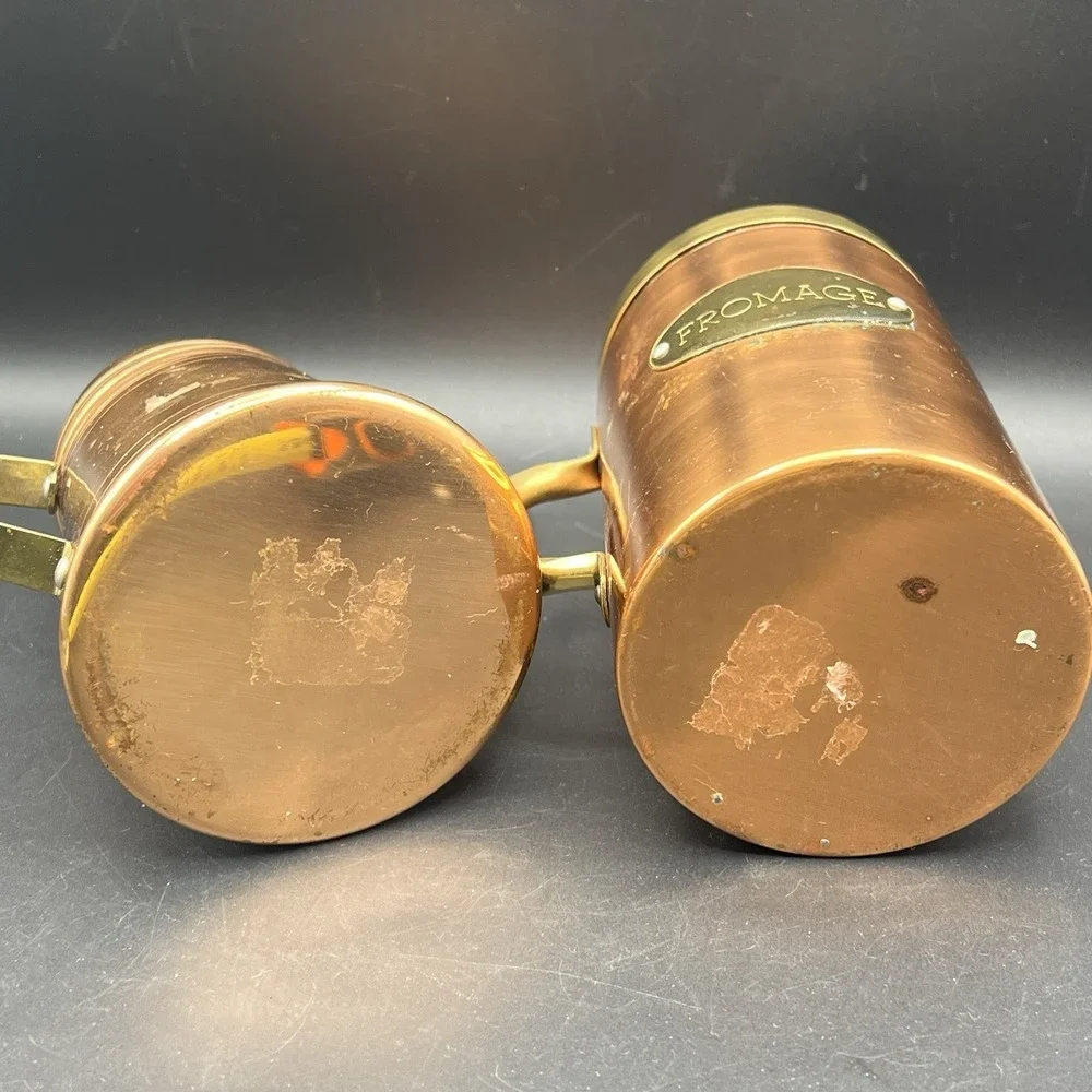 Cheese Shaker And Oil  Solid Copper & Brass Rustic Patina Made in Korea Set Of 2
